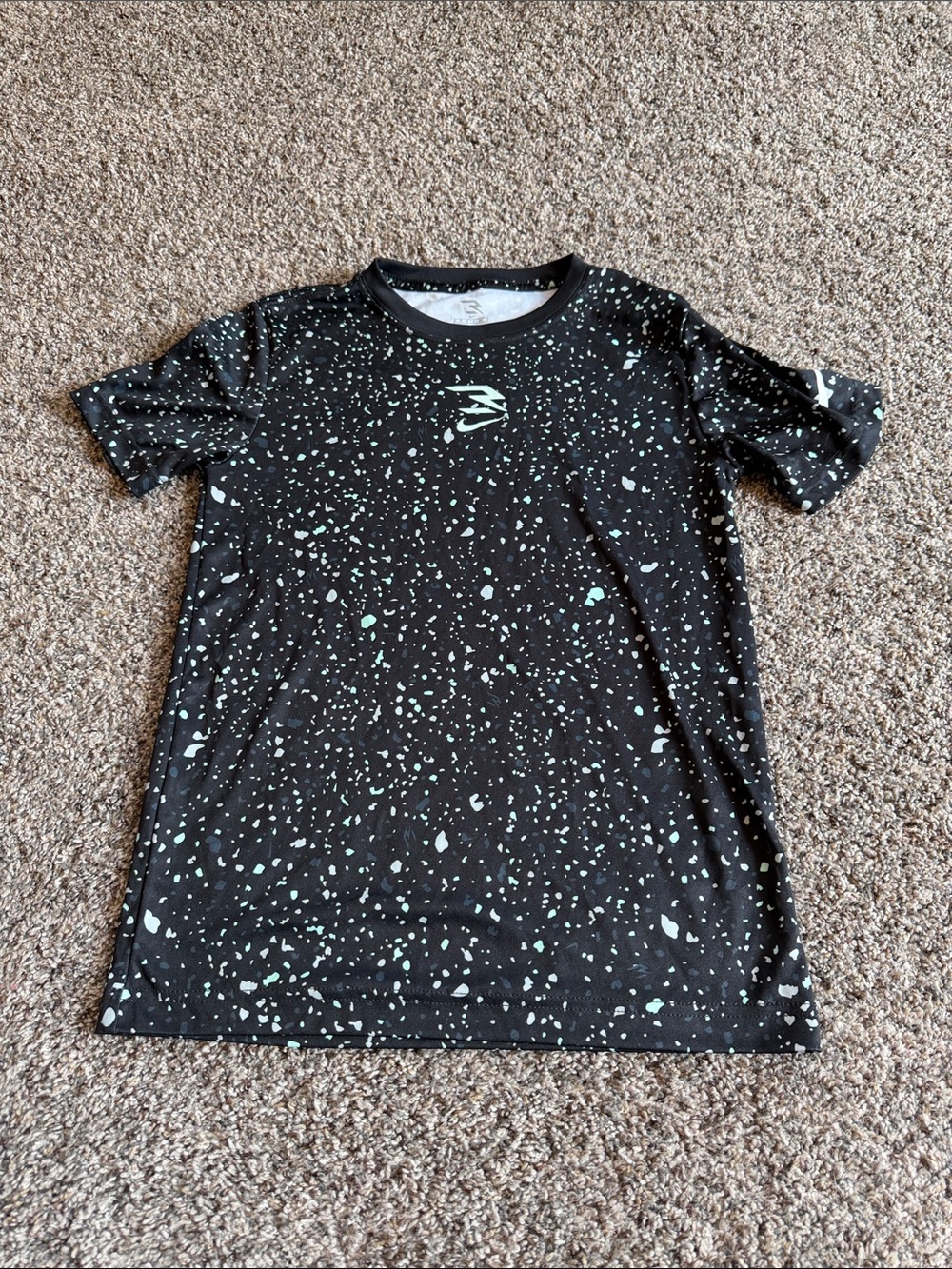 Nike 3 Brand Speckled Performance Tee with Mint Accents Youth Medium
